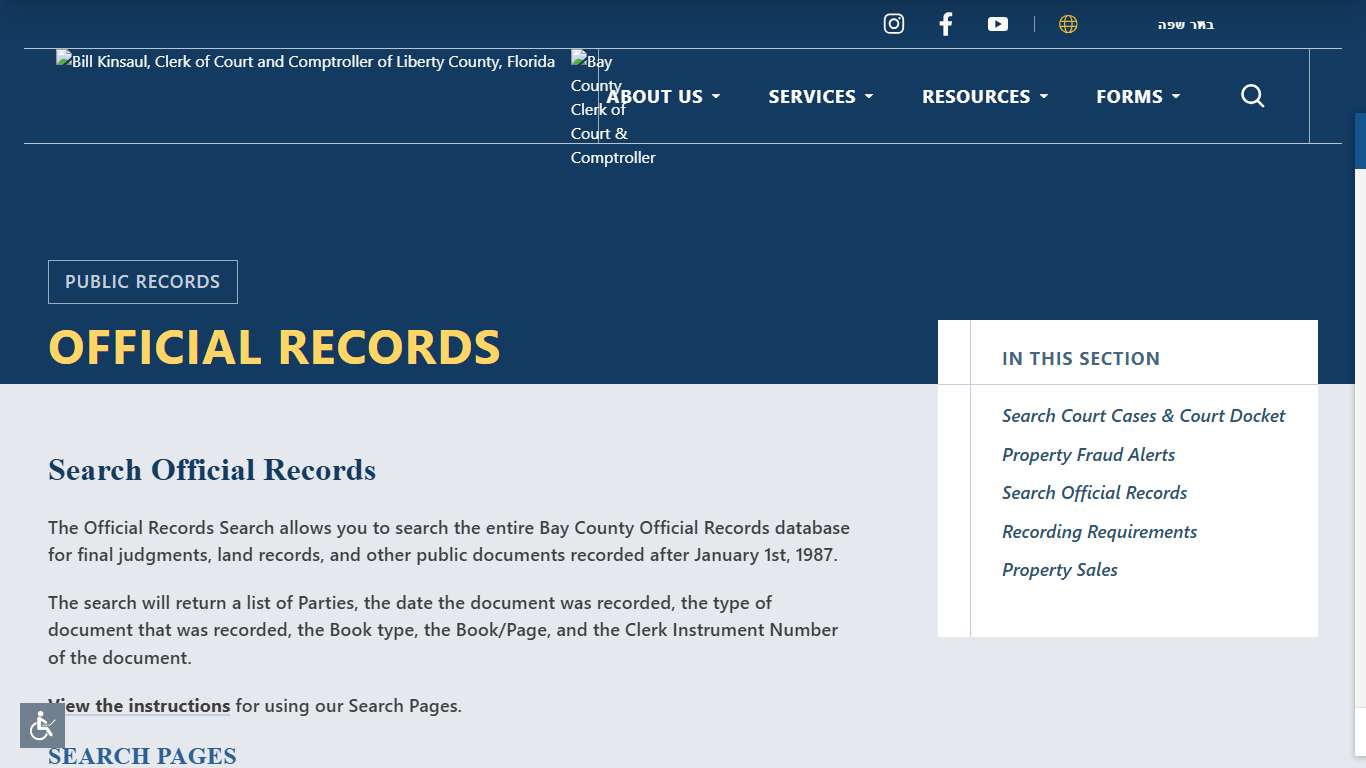Search Official Records Bay County Clerk of Court & Comptroller