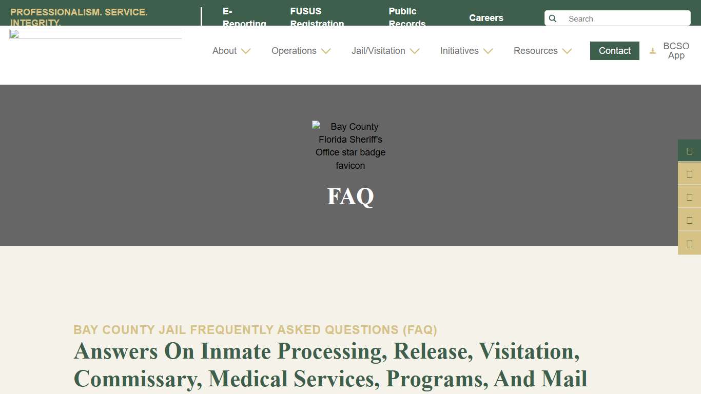 Bay County Jail Frequently Asked Questions (FAQ) Bay County Sheriff's Office